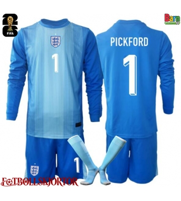 England Jordanien Pickford #1 Målvakt Hemmakläder Barn VM 2026 Långärmad (+ Korta byxor)